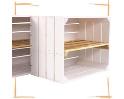 Fruitkisten Wit - Houten Kisten - Opbergen en Decoreren - Gevlamde Tussenplank - 50x40x30cm - Wit