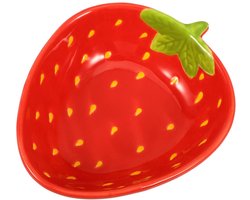 Fruitmand - Fruitschaal - Keramische Aardbei Vorm Serveerschaal Voor Desserts En Fruit - 1 Stuk - Rood