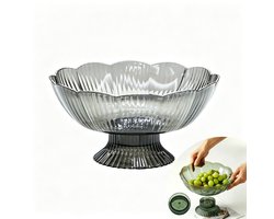 Fruitmand Met Afdruipbodem - Opbergbak Met Grote Capaciteit Voor Groenten En Fruit in De Keuken Opbergbak Voor Snacks En Snoep (Grijs Met Zilveren Rand)