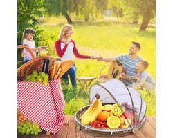 Fruitmand met gaashoes - Bamboe/zeegras - Vliegenkap - Decoratief - 35 cm - Ideaal voor fruit/groenten/vlees/kaas - Picknickmand
