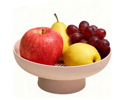 Fruitmand - Serveerschaal - Fruitschaal - Fruitbewaarmand - Diameter 26,5 cm - Schone fruitmand - Graanschaal - Staande fruitmand - Geschikt voor keukenopslag, tafeldecoratie, opslag van fruit als tussendoortje - roze