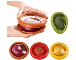 Fruitopbergers voor in de koelkast, Avocado Saver, antioxidant fruit- en groenteopbergers, 4-delige herbruikbare opbergers voor in de koelkast, houdt voedsel vers