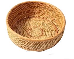 Fruitrek Hoogwaardig Rotan - Ronde Opbergmand - Exotische Stijl - Duurzaam - 20 x 7,5 cm - Koolstofarm en Geurloos