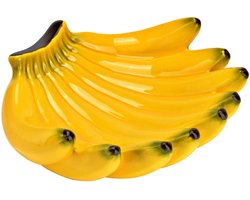 Fruitschaal bananen - keramiek - geel - 23 x 7 x 19 cm - decoratieve schalen - bananenschaal