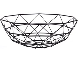Fruitschaal Diamond Cut Zwart van Present Time Ø 35 - H 13 cm