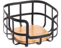 Fruitschaal DKD Home Decor Natuurlijk Zwart Staal Bamboe (24 x 24 x 12,7 cm)