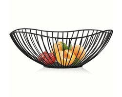 Fruitschaal - fruitmand - rond - Zwart metaal - 32 cm - Fruitschalen/fruitmanden - Draadmand van metaal - goud - organizer - goud/marmer - keuken organizer