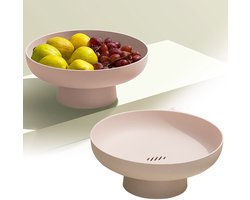 Fruitschaal - Geschikt voor woonkamer, aanrecht - Fruitmand - Geschikt voor aanrecht - Multifunctionele snackhouder - Geschikt als decoratie voor in huis - Moderne schaal voor op de eettafel - Decoratiestandaard voor desserttafel - Roze