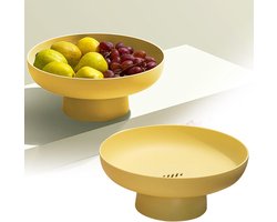 Fruitschaal - Geschikt voor woonkamer, aanrecht - Fruitmand - Geschikt voor aanrecht - Multifunctionele snackhouder - Geschikt als decoratie voor in huis - Moderne schaal voor op de eettafel - Decoratiestandaard voor desserttafel - Geel