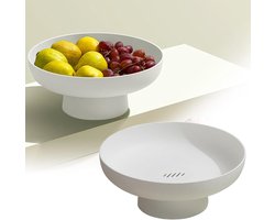 Fruitschaal - Geschikt voor woonkamer, aanrecht - Fruitmand - Geschikt voor aanrecht - Multifunctionele snackhouder - Geschikt als decoratie voor in huis - Moderne schaal voor op de eettafel - Decoratiestandaard voor desserttafel - Wit
