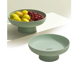 Fruitschaal - Geschikt voor woonkamer, aanrecht - Fruitmand - Geschikt voor aanrecht - Multifunctionele snackhouder - Geschikt als decoratie voor in huis - Moderne schaal voor op de eettafel - Decoratiestandaard voor desserttafel - Groen