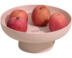 Fruitschaal/-mand, geschikt voor aanrechten, opbergrekken en organizers; dient als decoratief middelpunt of kan op het aanrecht of de eettafel worden geplaatst (roze).