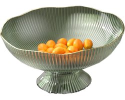 Fruitschaal met Bodem - Fruitbakje Afdruipend - Keuken Organisatie - Afneembare Basis - 25x12x13cm - Groen