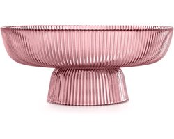 Fruitschaal op voet - 26 cm diameter - Modern eenvoudig design - Rood - Voor fruit snacks dessert snoepjes koekjes en meer