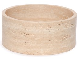 Fruitschaal - Travertine 24x10cm - rond marmer dienblad - vierkant marmer dienblad - decoratie schaal - tapasplank - serveerplank