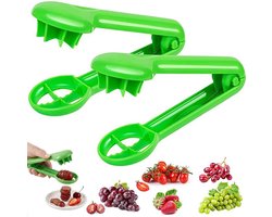 Fruitsnijder - Druivensnijder - 2 Stuks - Tomatensnijder - Saladesnijder - Cherry snijder - Kleine fruitsnijder voor kinderen- Voor ronde groenten, salades en fruit - Voor tomaat, druif, kers, aardbei - Keukengereedschap - Veilig zonder mes - Groen