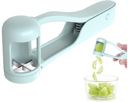 Fruitsnijder - Druivensnijder - Tomatensnijder - Keukengereedschap - Saladesnijder - Cherrytomaatsnijder - Voor ronde groenten, salades en fruit - Voor tomaat / druif / kers / aardbei - 15,5x5,2x3cm (blauw)