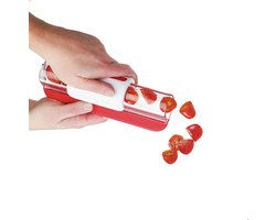 Fruitsnijder, tomaten, druiven, kersensnijder, fruitkeukendecoratie, keukenhulp, groenteschaaf, keukengereedschap, 1 stuk, rood, 20 x 7,5 x 7 cm