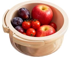 Fruitwasbak - Opvouwbare mand - Salade voorbereiden - Dubbele afvoer - 25 x 25 x 12 cm - Wit