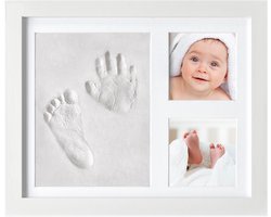 Frummel Baby Fotolijstje met Klei Afdruk (Gipsafdruk baby) - Beter dan gips afdruk - Klei Afdruk Baby Voet en Hand - Kraamcadeau Meisje / Kraamcadeau Jongen - Babyshower - Moederdag Cadeau