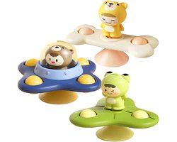 Frummel Fidget Spinners met Zuignap – Bad Speelgoed voor Baby en Peuter – Sensorisch Speelgoed Set van 3 – Ruimtevriendjes – Voor Bad, Tafel of Raam