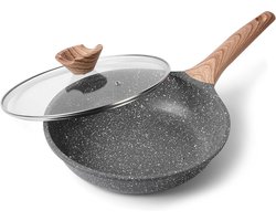 Frying Pans Induction met Nonstick Coating - 28cm - Omelette Pan - Cast Aluminum Granite Pan - Geschikt voor Gas Stove en Induction Cooker
