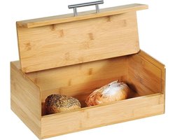 FSC® Houten Broodtrommel met Optil deksel - Bamboe - Brood trommel - Brooddoos voor opbergen van broodjes - Afm 36 x 20 x 14 Cm