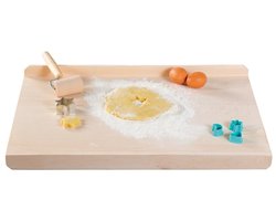 FSC® Houten Dubbelzijdige Aanrechtplank, te gebruiken als Bak plaat of als Deegrol plaat | Deeg Rollen op plaat | Deegplank | Deeg bord | Aanrecht snijplank | Plaat met hoek om deeg te rollen | Afm. 58 x 38 x 4 Cm.
