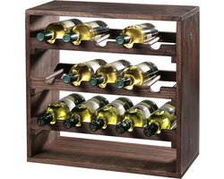 FSC® Houten Wijnflessen legbordsysteem voor 15 wijn flessen | Wijnrek | Flessenrek | Wijn rek | Materiaal: Grenen Hout | Afm. 50 x 50 x 25 Cm.