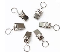 FSW-Products - 10 Stuks - Gordijn clips - RVS - Gordijnhaakjes - Haakjes voor gordijnen - Haakjes voor Handdoeken, Theedoeken en Vaatdoeken - Badkamer - Metalen Wasknijpers - Gordijnclips - Metalen knijpers - Knijper voor het douchegordijn - Kleding
