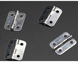 FSW-Products - 10 Stuks - Mini Scharnieren - Vaste pen - Scharnier - RVS - Zilver - 18x16mm - Deurscharnier - Kastscharnier - Vermessingd