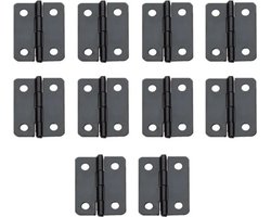 FSW-Products - 10 Stuks - Scharnieren - Vaste pen - Scharnier - RVS - Zwart - 18x16mm - Deurscharnier - Kastscharnier - Vermessingd