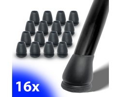 FSW-Products - 16x Flexibele Stoelpootdoppen met Zwart Vilt - Voor Schuine Stoelpoten 14–20mm - Anti-Kras & Geluidsdempend - Stoelpoot Beschermers voor Houten & Tegelvloeren - Vloerbescherming