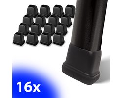 FSW-Products - 16x Premium Stoelpootdoppen Flexibel 40x20 mm - Antikras Vilt - Stoelpoot beschermers - Viltjes - Meubelvilt - Vloerbescherming - Zwart - Rechthoekig