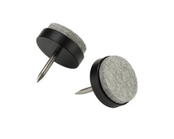 FSW-Products - 16x Viltjes Stoelpoten met Spijker - Zwart / Grijs - Anti Kras Meubelvilt voor Meubels - 20mm dia - Stoelpoot Beschermers - Meubelglijders Antikras Vilt voor Stoel - Bank - Tafel