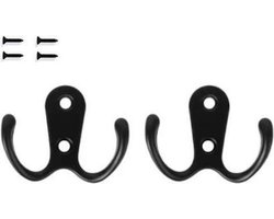 FSW-Products - 2 Stuks - Kapstokhaken met Schroeven - Ophanghaken - Kledinghangers - Kledinghaak - Zwart