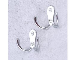 FSW-Products - 2 Stuks - Kapstokhaken - Ophanghaken - Kapstokhaken met Schroeven - Deurhaken - Kledinghaak - Zilver - Ophanghaak - Kapstok - Stalen Haken