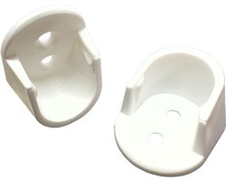 FSW-Products - 2 Stuks Kastroededrager - 37,5x19x20 mm - Beugel Kledingkast - Gordijnroede - Kledingroedehouder - Wit Kunststof - Kledingroeden