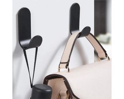 FSW-Products - 2 Stuks - Zelfklevende Ophanghaken - Zwart - Sterk Zelfklevend Tape - Badkamerhaak - Kledinghaak - Kledinghangers - RVS