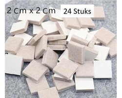 FSW-Products - 24 Stuks - Zelfklevende meubelonderzetters - Meubelvilt - Anti-krasvilt - Plakvilt - Viltjes - Stof - Beige - Vierkant / 2cm