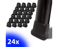 FSW-Products - 24x Premium Stoelpootdoppen Flexibel 40x20 mm - Antikras Vilt - Stoelpoot beschermers - Viltjes - Meubelvilt - Vloerbescherming - Zwart - Rechthoek