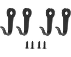 FSW-Products - 4 Stuks - Ophanghaken met Schroeven - Kapstokhaken - Kledinghangers - Kledinghaak - Muurhaak - Zwart
