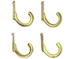 FSW-Products 4 Stuks Ophanghaken RVS Goud 1,2 x 1,8 cm – Muurhaken met Schroeven – Kapstok- en Sleutelhaken