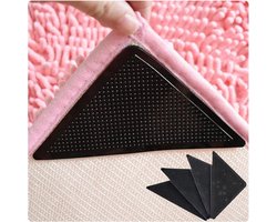 FSW-Products - 4 Stuks - Zelfklevend Dubbelzijdig Tape - 150x75mm - Zwart - Rechthoek - Anti Curling Tapijt - Tapijttape - Tape voor Deurmat - Ophangen - Zelfklevende Grip Stickers - Kleefband - Anti-slip