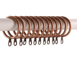 FSW-Products - 6 Stuks - Gordijnringen - 3cm dia - Koper - Metaal - Douchegordijn - Ringen voor Gordijnen - Ring - Gordijnhaken - Haken - Gordijn - RVS - Douchegordijnringen