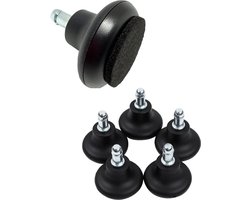 FSW-Products - Bureaustoel Vloerglijders - Set van 5 - Stift 11MM - Zwart - Vaste Voeten - Glijders met Vilt - Vervangbaar - Zwenkwielen - Meubelwielen