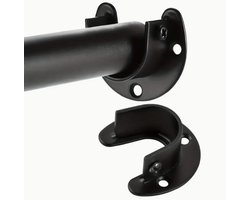 FSW-Products - Kastroededrager RVS Zwart - 58x50x30 mm - Beugel Kledingkast - Gordijnroede - Kledingroeden - Plankdrager - Roededrager - 1 Stuk