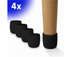 FSW-Products - Korte Stoelsokken - 4 Stuks - Stoelpootdoppen - Viltjes voor Stoelpoten - Stoelsokjes - Zwart