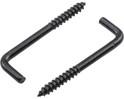 FSW-Products - Ophanghaken met Schroefbevestiging - 10 Stuks - Zwart - Schroefhaken - Schroef Haak - Kledinghaak - Ophanghaak - Muurhaak