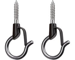FSW-Products - Ophanghaken met Schroefbevestiging - Schroefhaken - 2 Stuks - Schroef Haak Zwart - Ophanghaak - Schroefhaak - Kledinghaak - Muurhaak